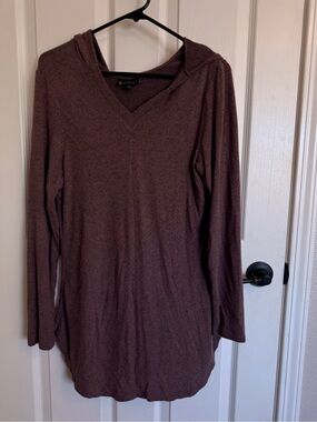 Collection by Bob Beau XL Dusty Mauve Hooded Tunic Top Soft Knit